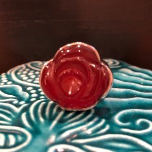 Sterling ring with carnelian rose
